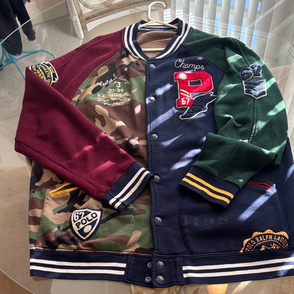 Polo by Ralph Lauren Kids Varsity Jacket - Burgundy, Green, and Navy
